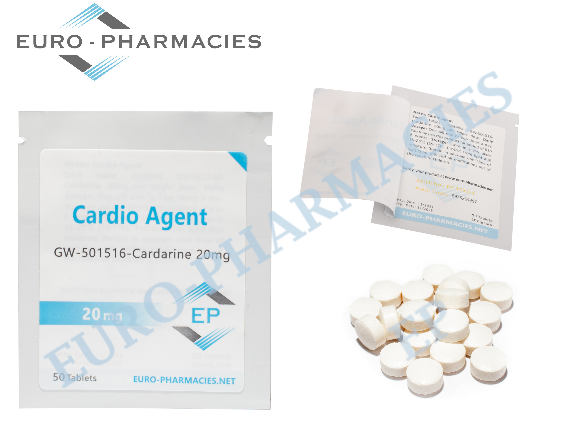 Euro Pharmacies Cardio Agent (GW501516) – 20mg/tab – 50 tab