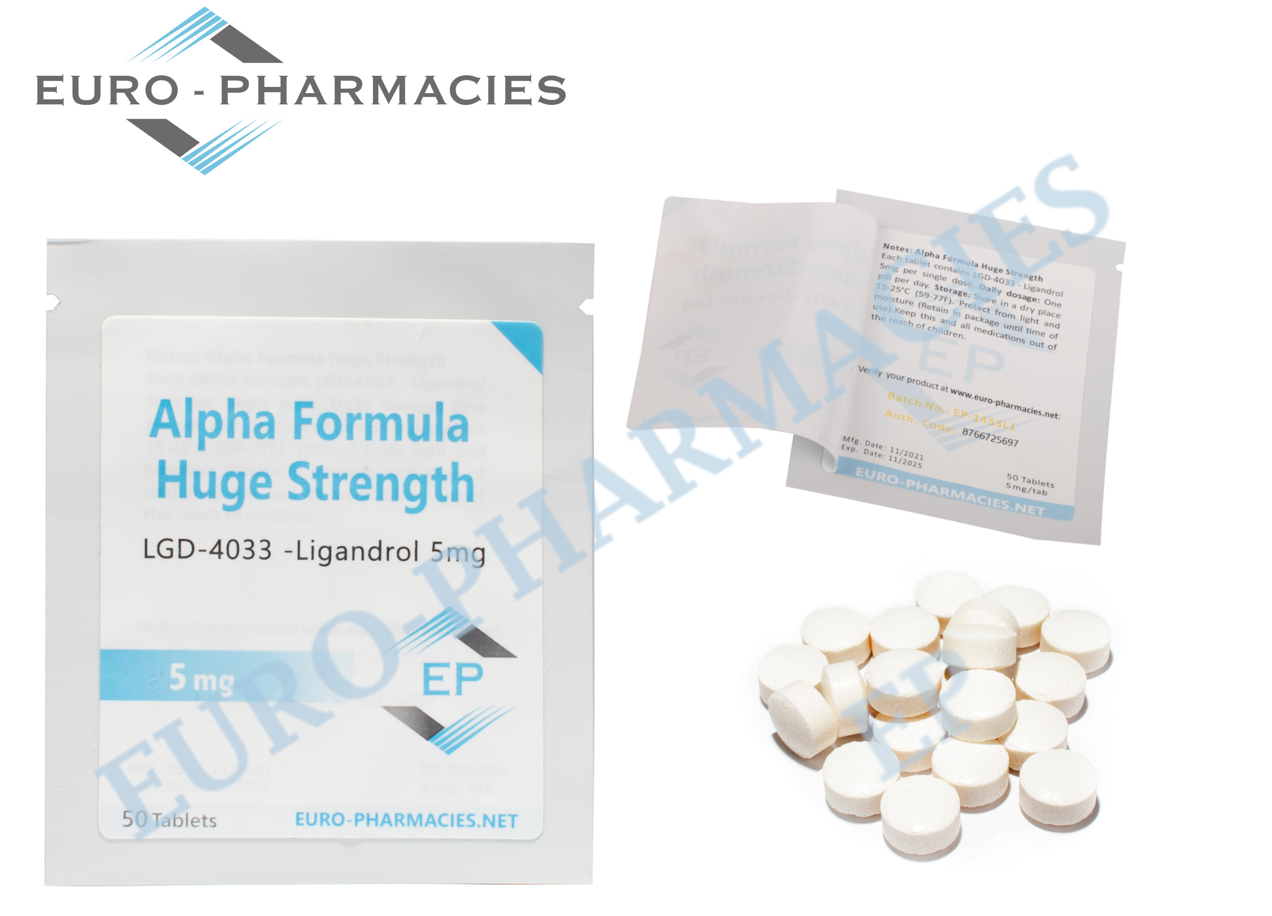 Euro Pharmacies Huge strength (LGD4033) – 5mg/tab – 50 tab